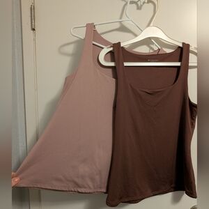 Two Like New Reitmans Double Lined Square Neck Tanks - Large -Brown & Dusty Rose